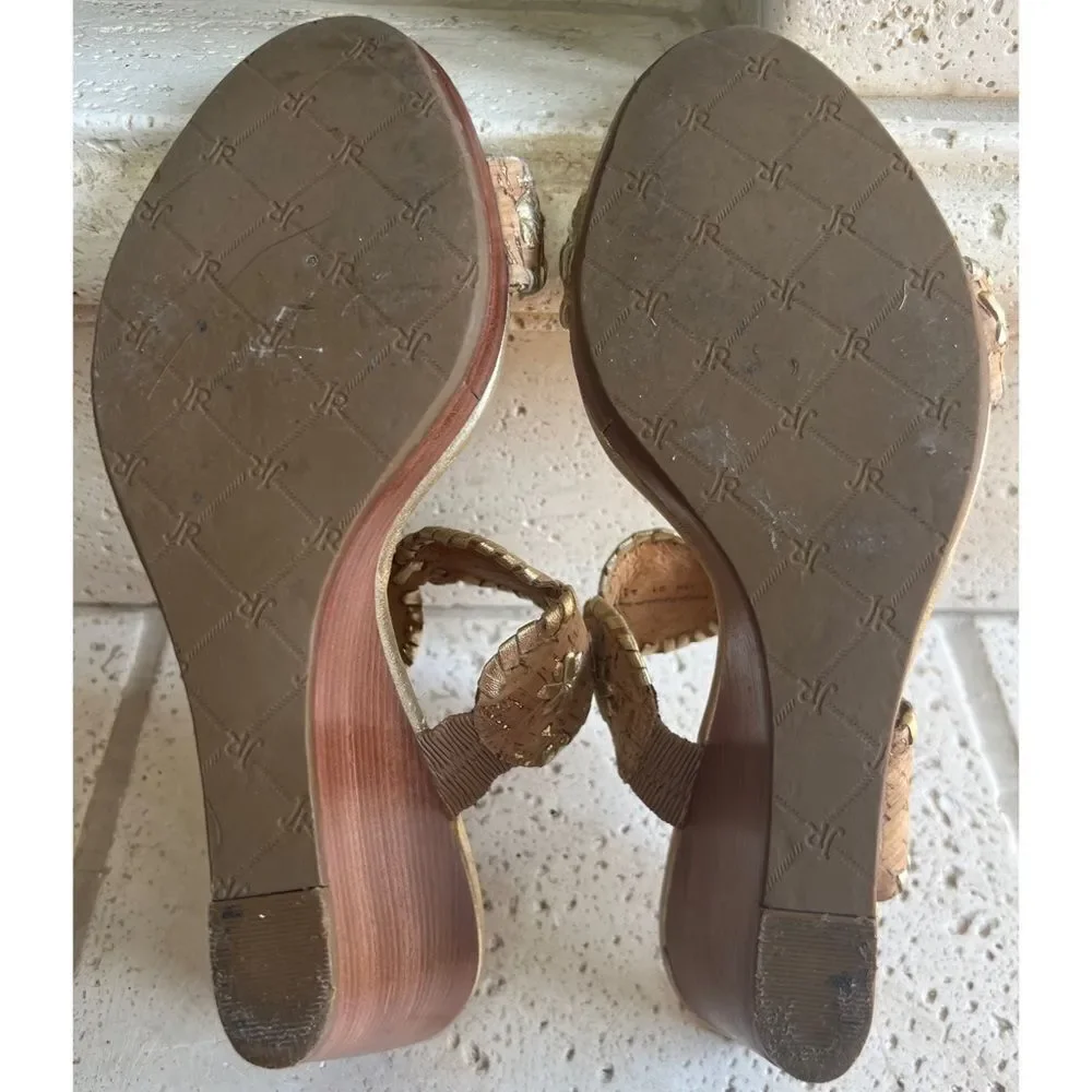 Jack Rogers Women’s Jacks Cork Gold Fleck Lucia Wedge Sandals Size 11